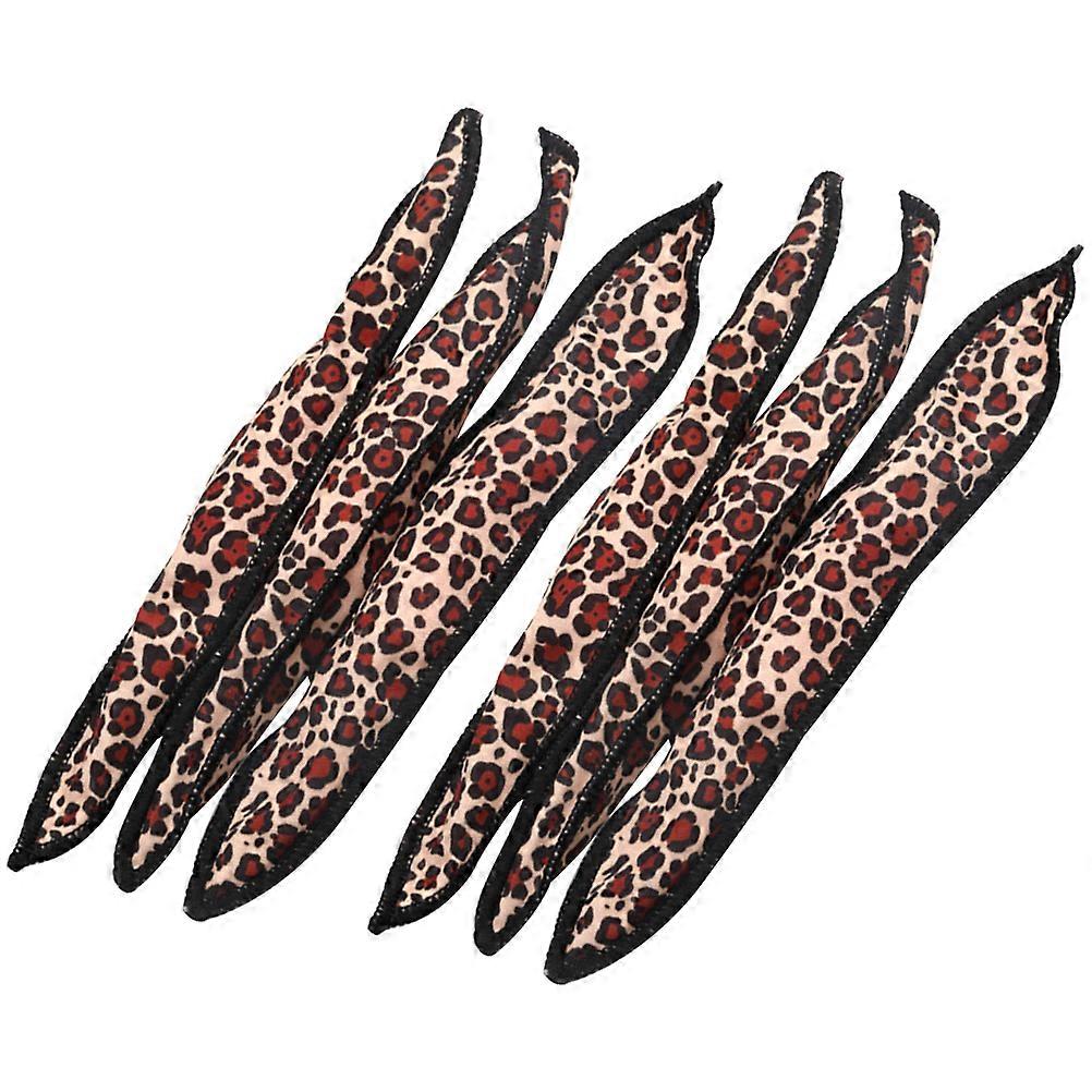 Leopard Print Hair Rollers 6Pcs Large Hair Styling Tools For Ladies And Mother Daughter Home Use 21X3.5Cm