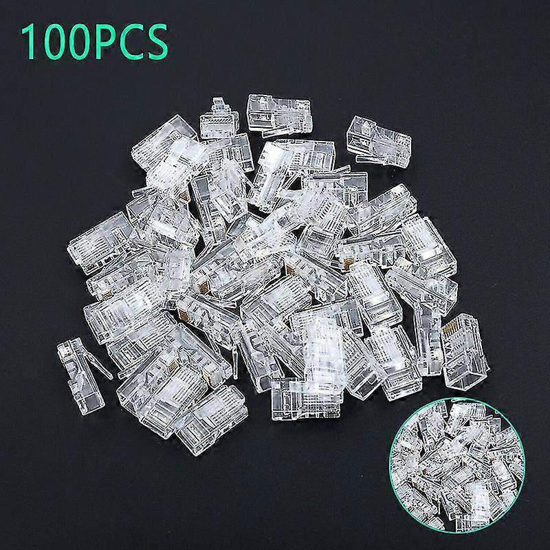 100PCS RJ45 Network Modular Plug 8P8C CAT5e Cable Connector End Pass Through