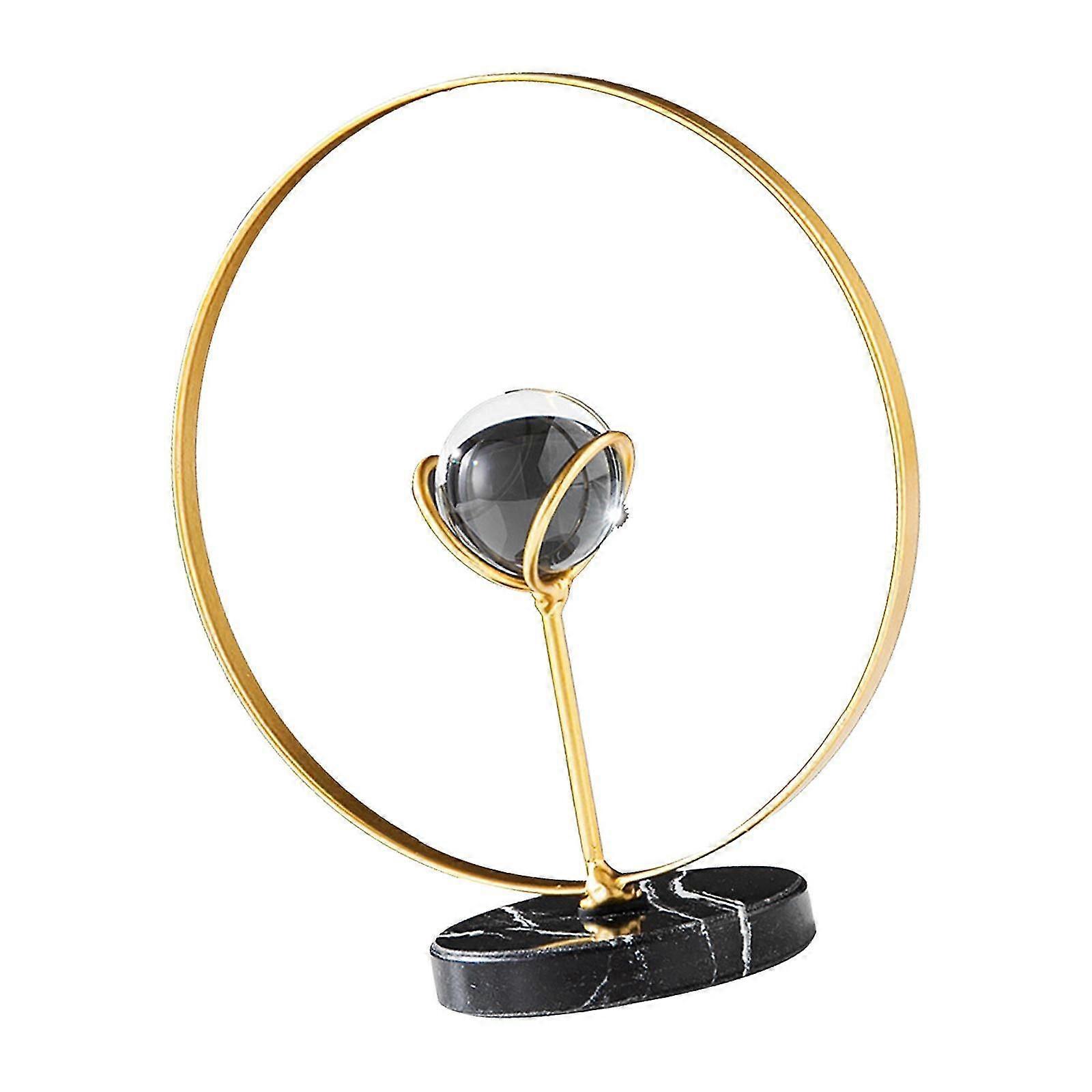 Geometric Wrought Iron Statue Metal Sculpture Crafts Figure Desktop Ornament Round