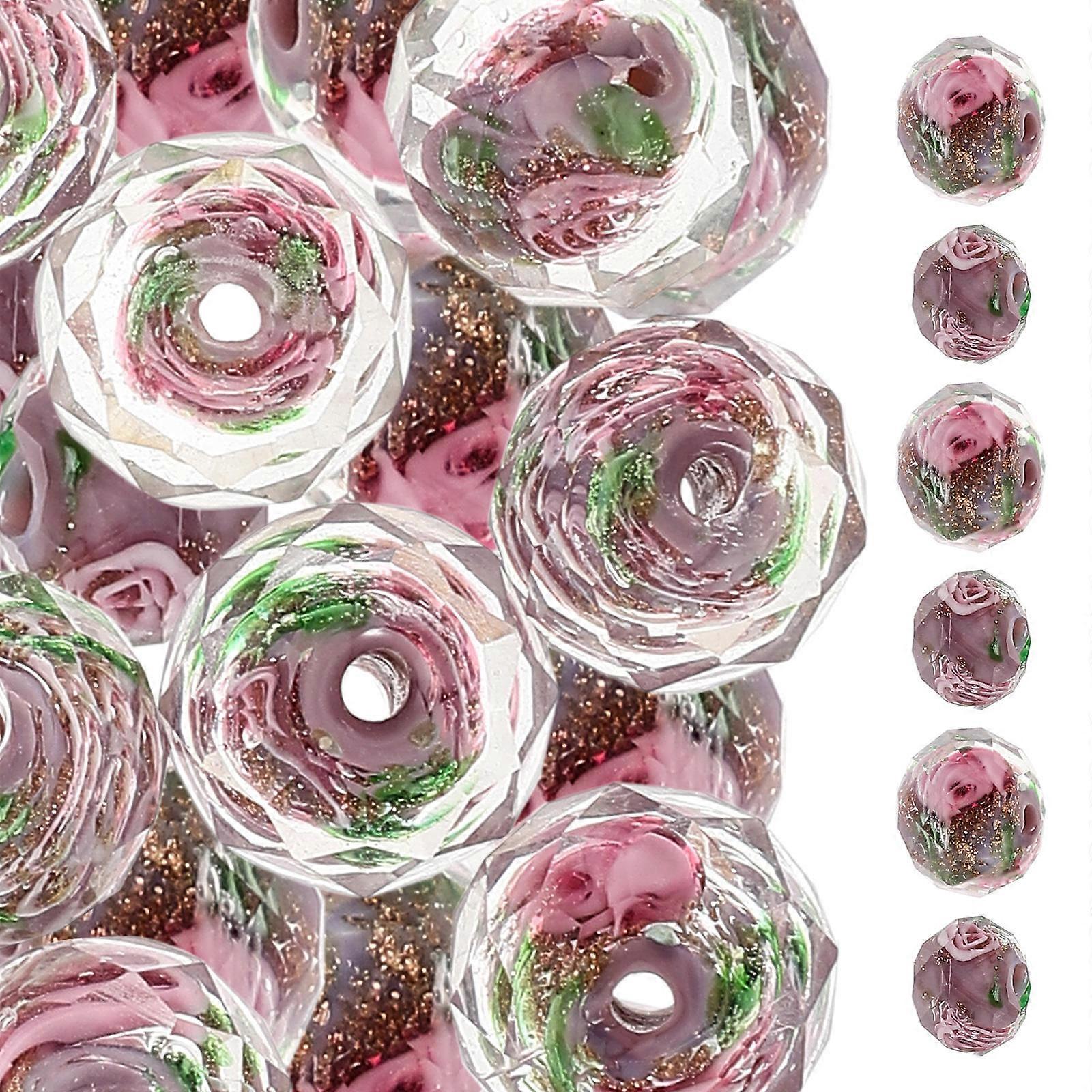 Coloured Flower Pattern Loose Beads For DIY Bracelets 120 Pcs Round Beads Ideal For Craft Enthusiasts
