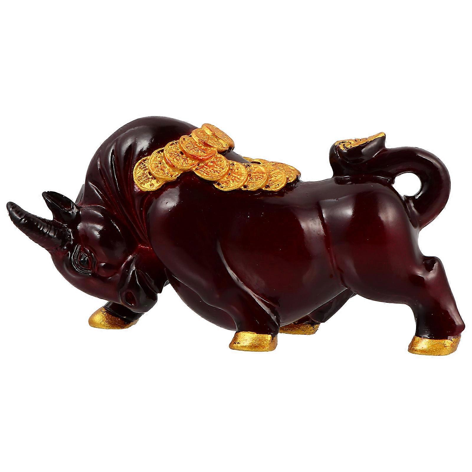 Cattle Sculpture Adornment for Tea Table Decoration 2Pcs Set