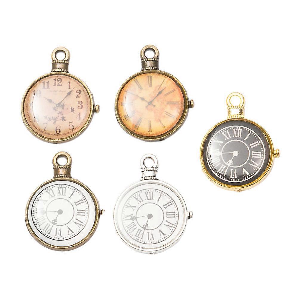 Clock Pendant Charms Bronze Watch Pendant for DIY Use 45Pcs Assorted Colors