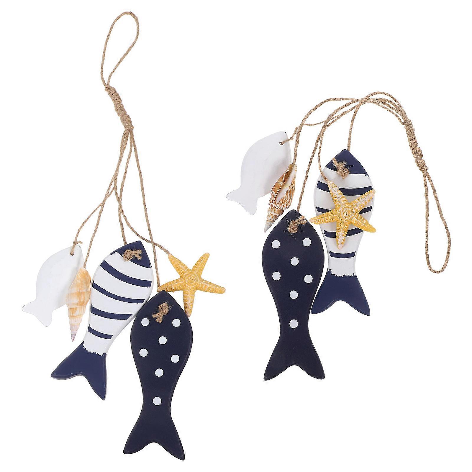 Rustic Coastal Fish Wall Hanging Wood Fish Decor for Decoration 4Sets