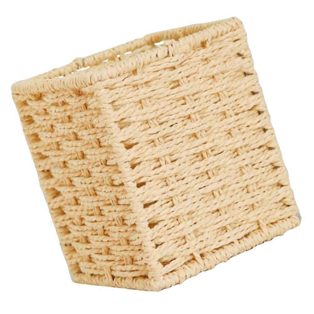 Decorative Storage Box Hand-Woven Pen Container for Storage 2Pcs Beige