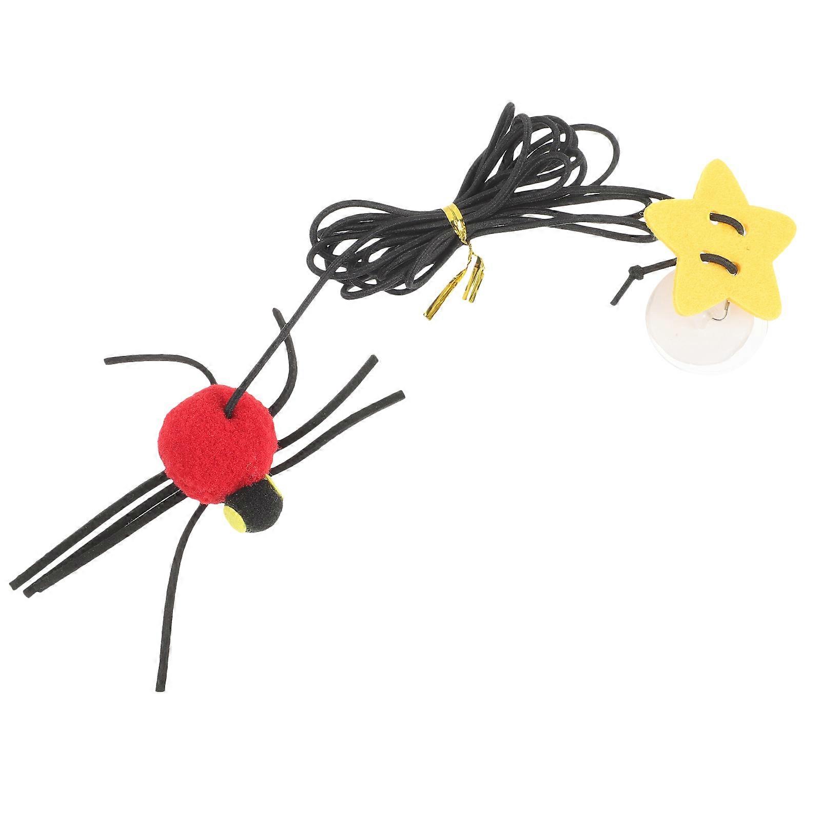 2Pcs Interactive Hanging Cat Toy Spider Design Red Elastic Cord For Solo Play And Cat Interaction