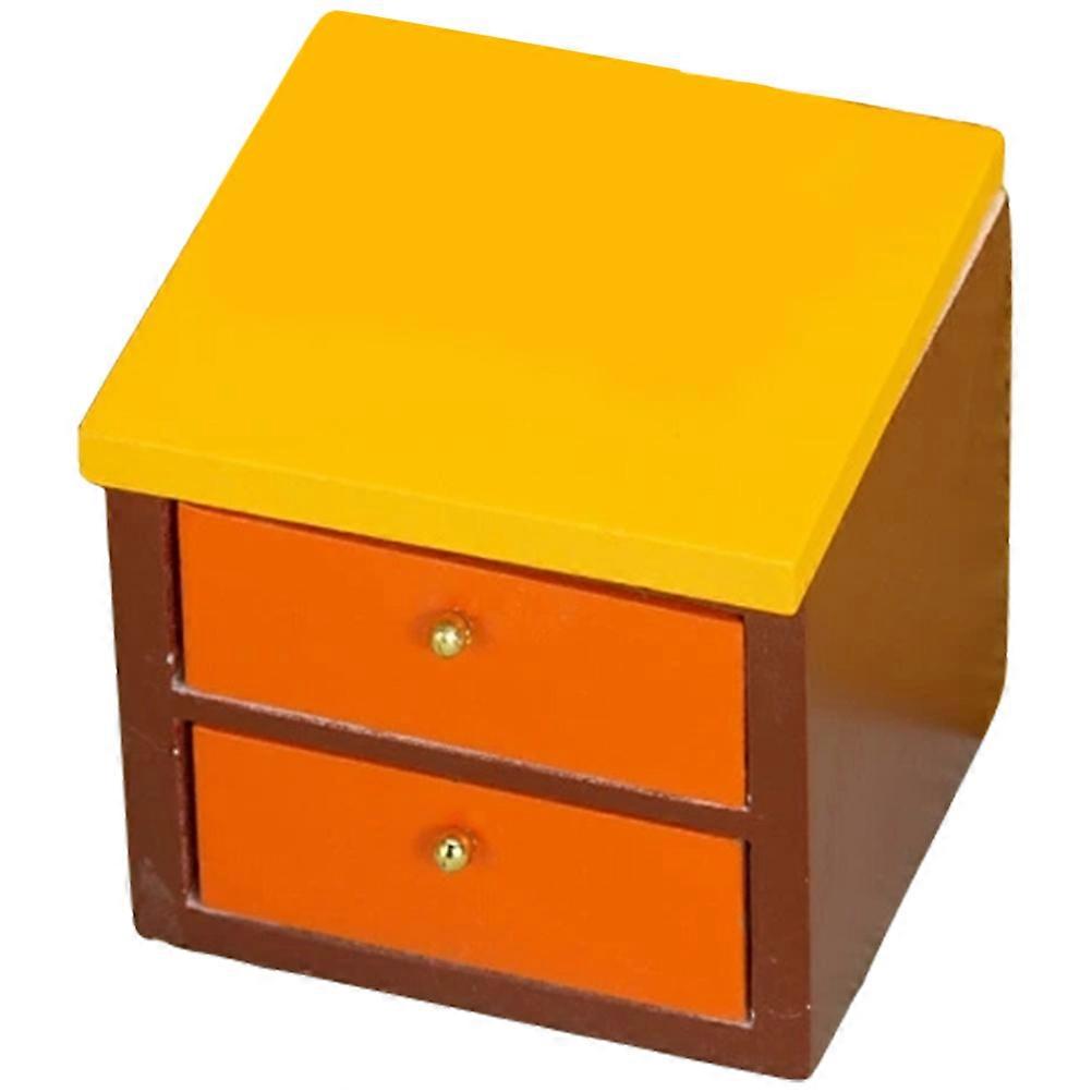 Miniature Wood Bedside Table Model for Mini House Decorative