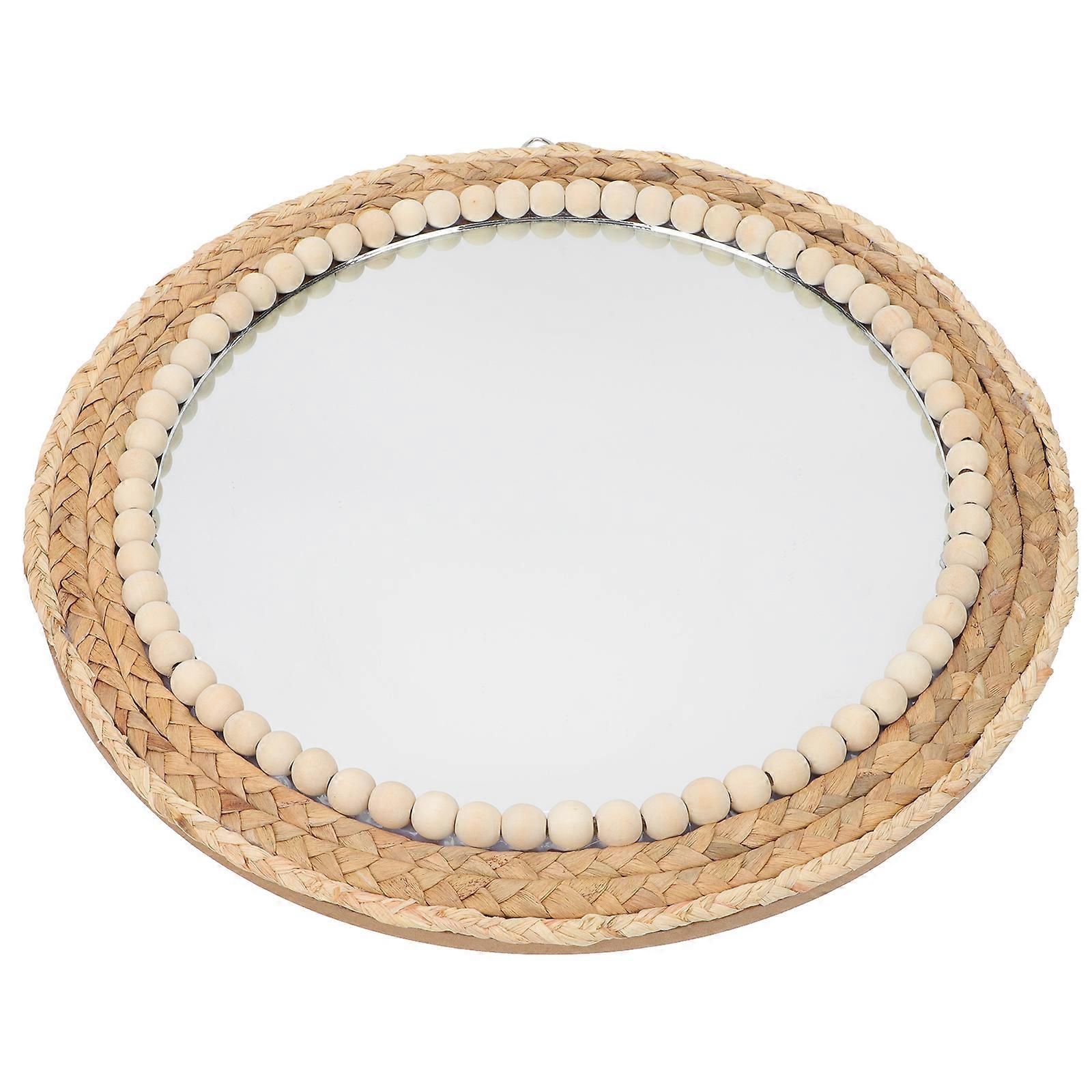 Grass Rope Mirror Wall Mounted Decoration 2Pcs Woven Design