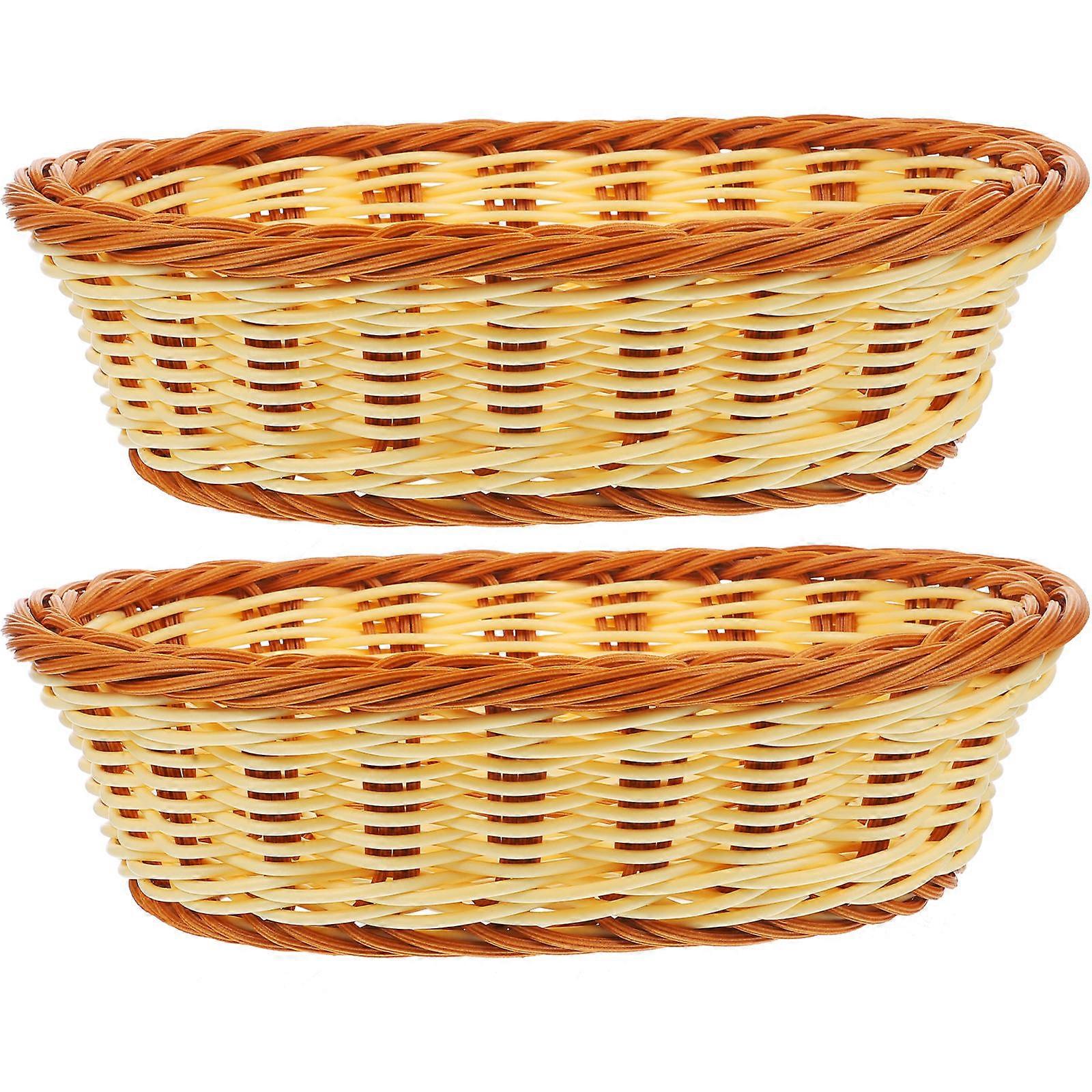 Multi Color Imitation Rattan Bread Baskets for Food Serving 6Pcs Set