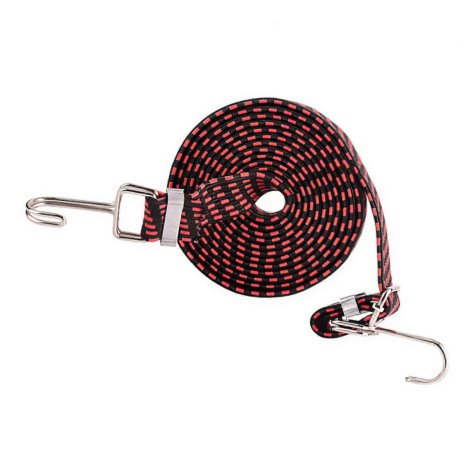 2 Meters Flat Bungee Cord Latex Elastic Tie Down Strap Adjustable Tension Belt Scratch-Proof Woven with Stainless Steel