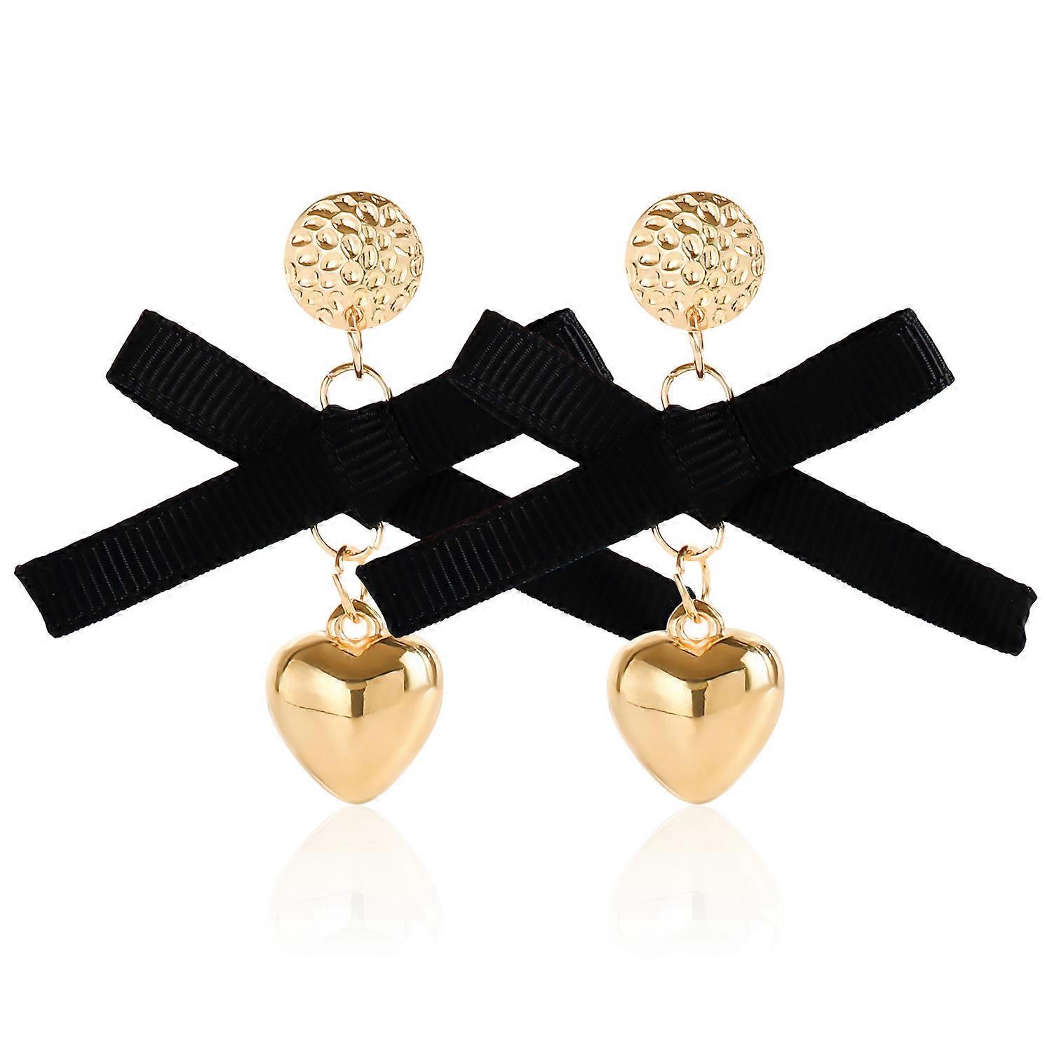 Earrings, Bow Pendant Heart Design Elegant Gentle Style for Women 2024