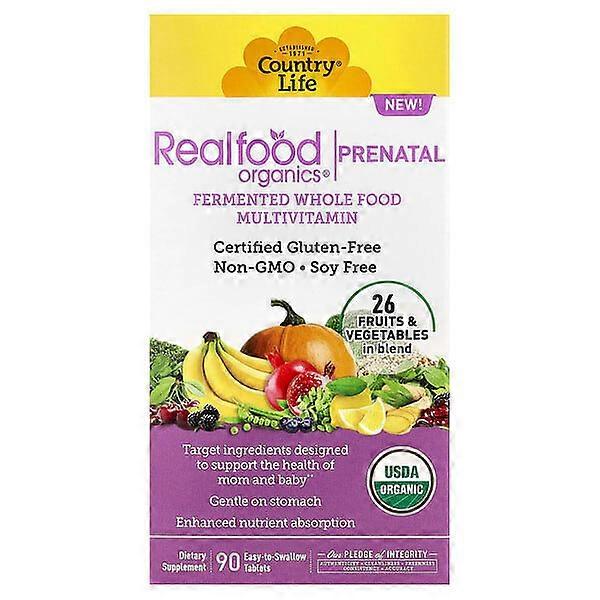 Country Life, Realfood OrganicsÃÂÃÂÃÂÃÂÃÂÃÂÃÂÃÂ®, Prenatal, 90 Easy-to-Swallow Tablets