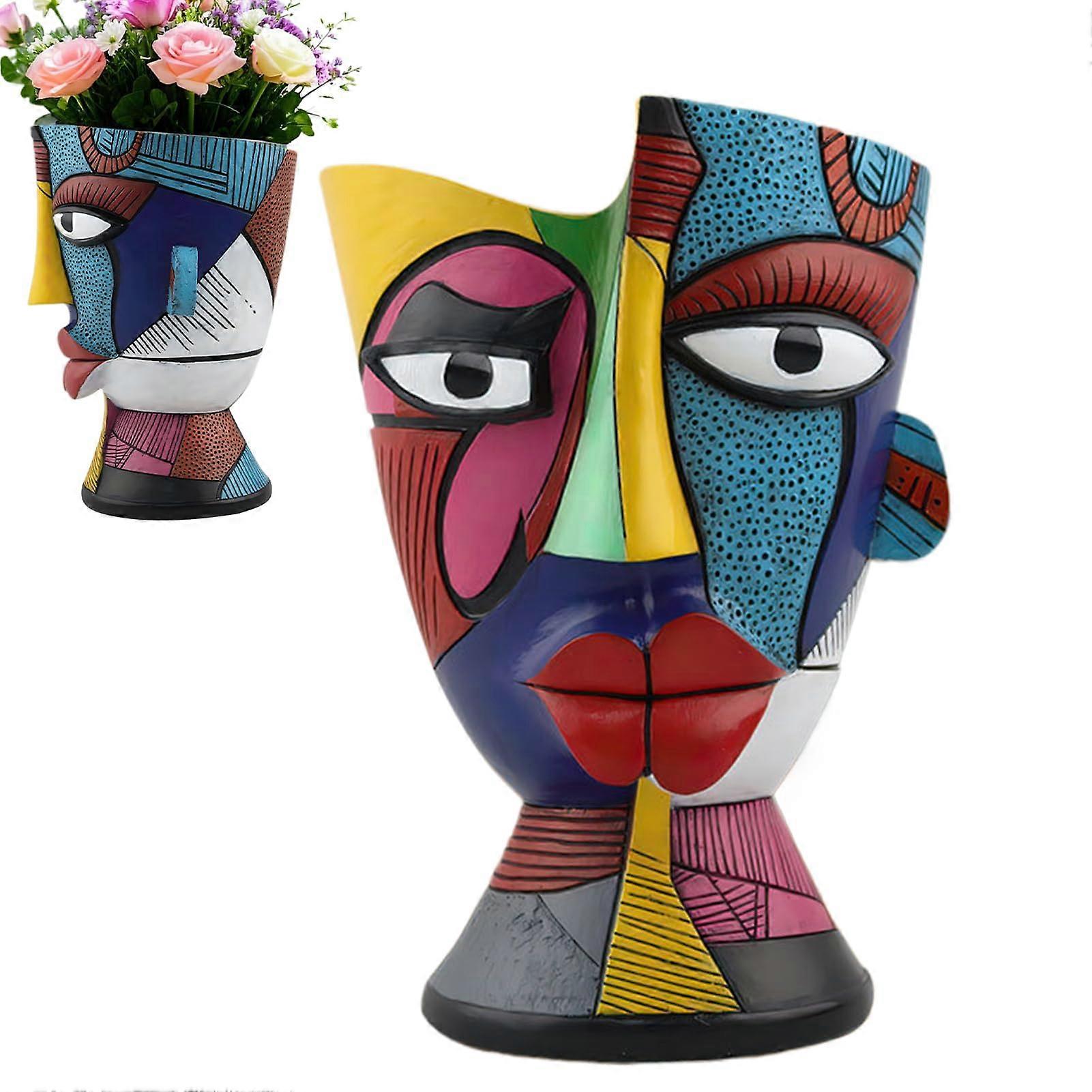Flower Pots for Plants Resin Inner Pot Abstract Face Decorative Planter For Desk Windowsill Balcony Garden