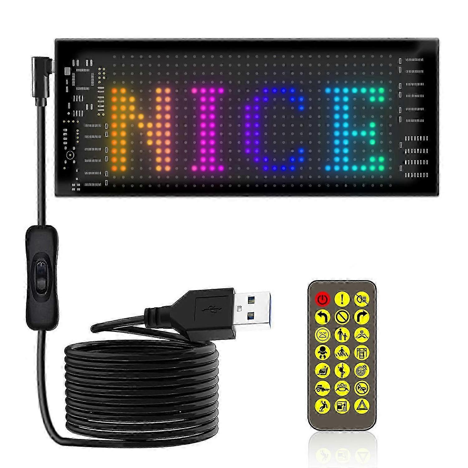 LED Car Sign Full Color Display USB Powered IP65 Waterproof Easy to Install Ultra-Thin Soft Flexible 25-26