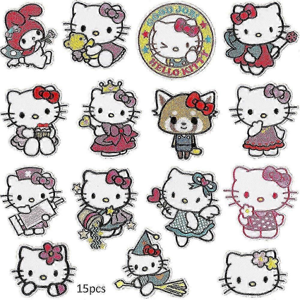 15 قطع الحديد على بقع مرحبا كيتي مطرزة زين بقع DIY الملابس الجينز