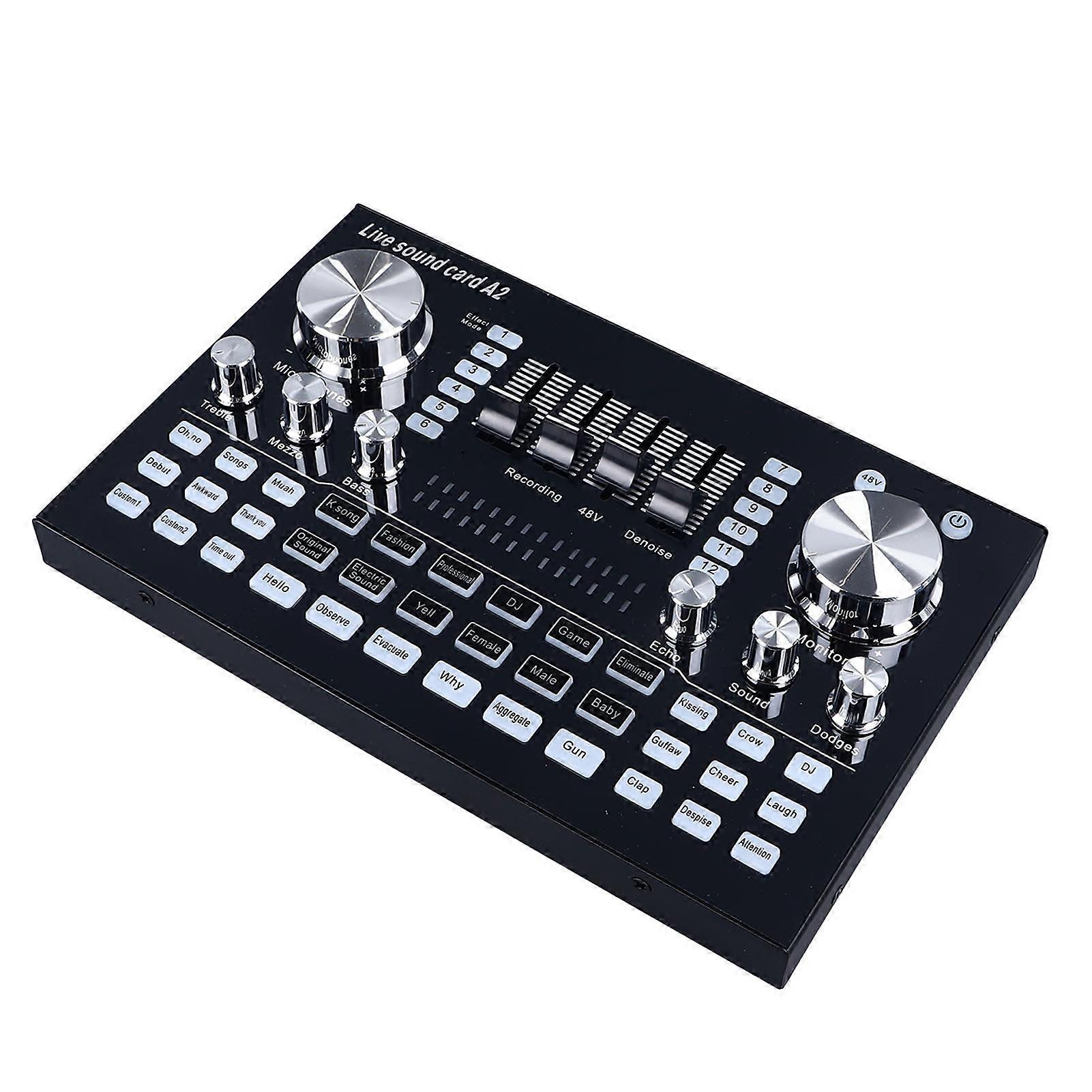 Live Sound Card Audio Mixer PC Mobile Phone Universal for Streaming Recording 48V 