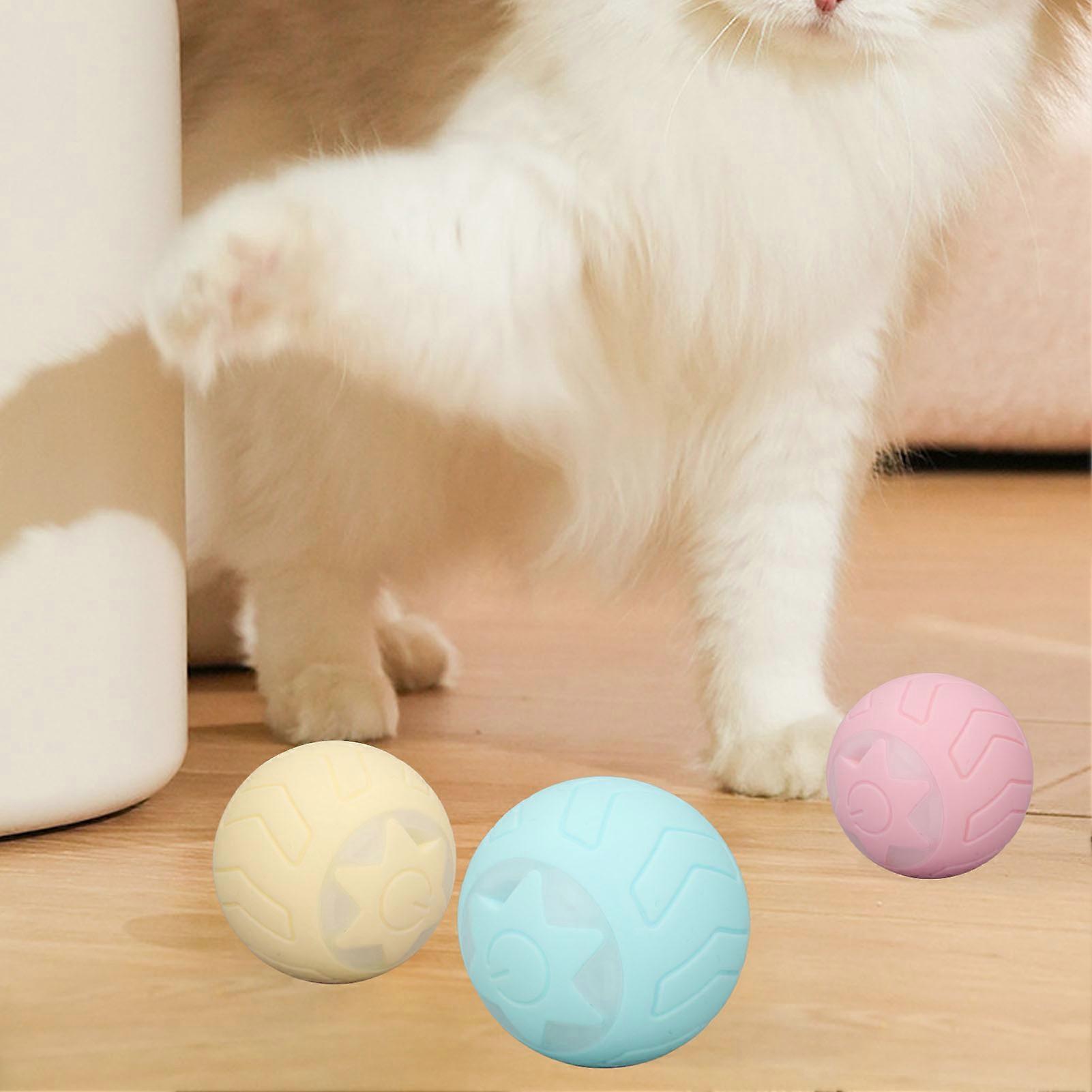 Peppy Pet Ball for Cats with Led Flash Colorful Lights Automatic Rolling Ball USB Rechargeable Yellow English Packing
