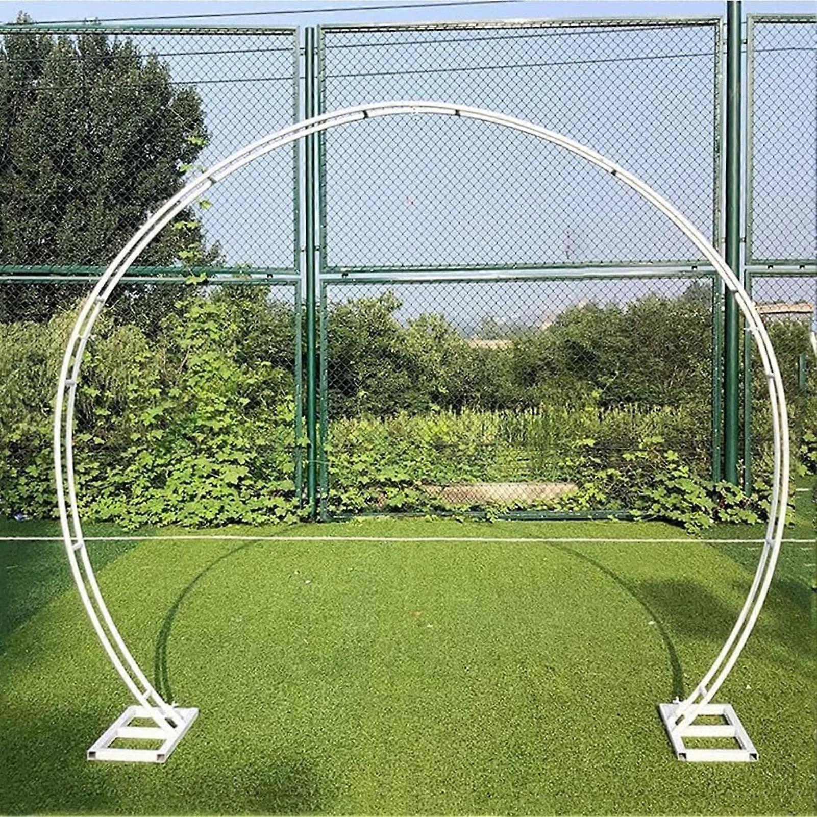 Garden Arch With Metal Frame DoublePole Circular Arch, Tubular Arbour Trellis For Climbing Plants, White W2.6m X H2.2m