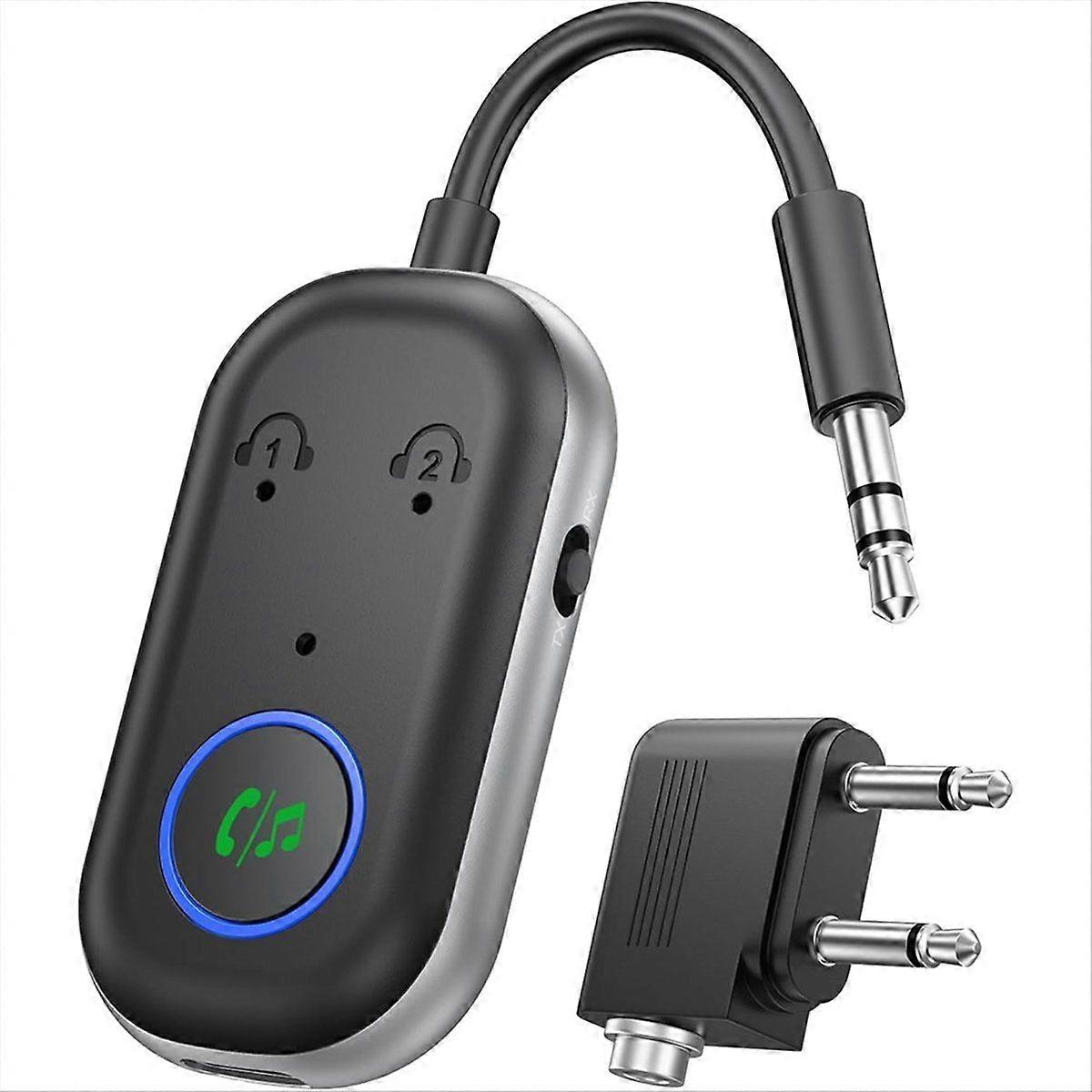 Bluetooth Transmitter Receiver, 3.5MM to 5.3 Transmitter, 2-in-1 Airplane Adapter for Headphone,TV,