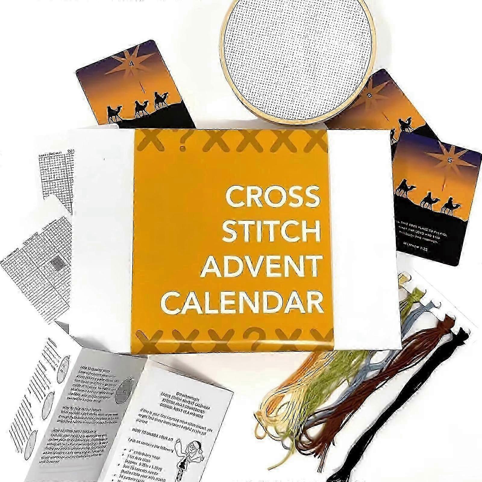 Cross Stitch Kits, Cross Stitch Advent Calendar,24 Days Countdown Advent Calendar for Christmas, Christmas Embroidery Kit, Cross Stitch Kits