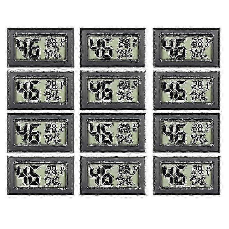 12 Pack Mini Digital Temperature & Humidity Meters with LCD Display - Indoor Thermometer Hygrometer for Celsius Measurements