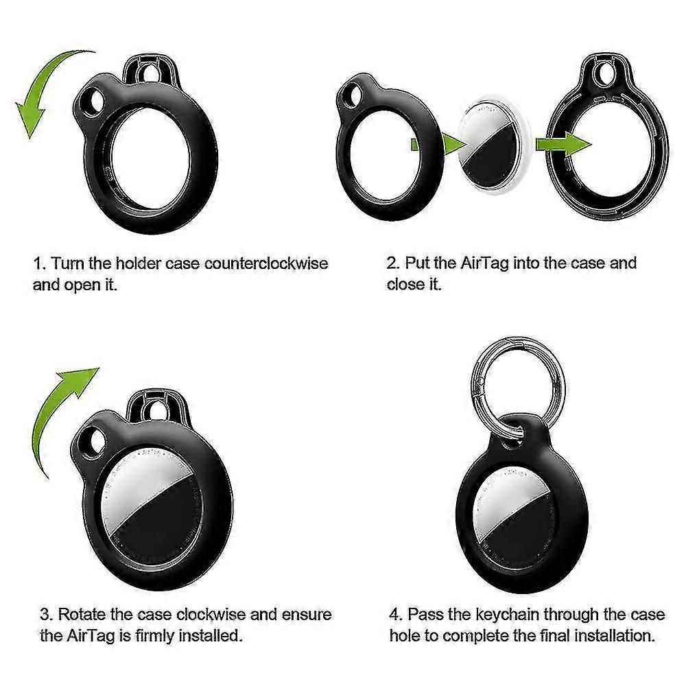 4 Pack Silicone Case Compatible With Protective Cover Accessory For Airtags Case, Air Tag Keychain