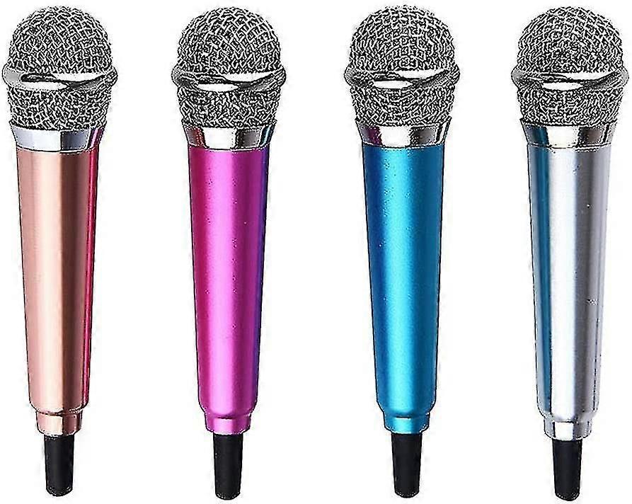 Mini Karaoke Microphone, 4 Pieces Tiny Microphone, Micro Vocal Karaoke, Metal Wired Mini Portable Handheld Microphone For Mobile Phone Laptop Notebook