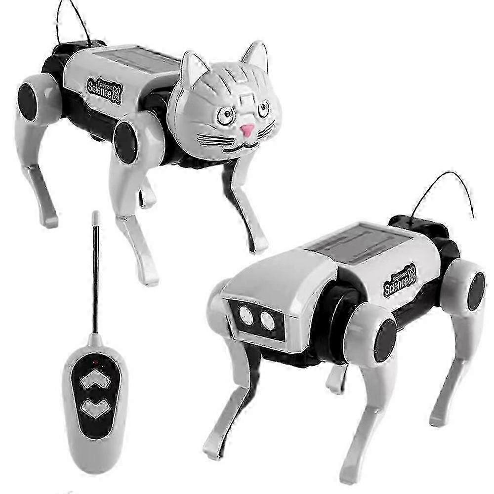 DIY Mechanical Robot Dog and Cat Kit Remote Control Walking Toy STEM Educational Assembly Set with Remote