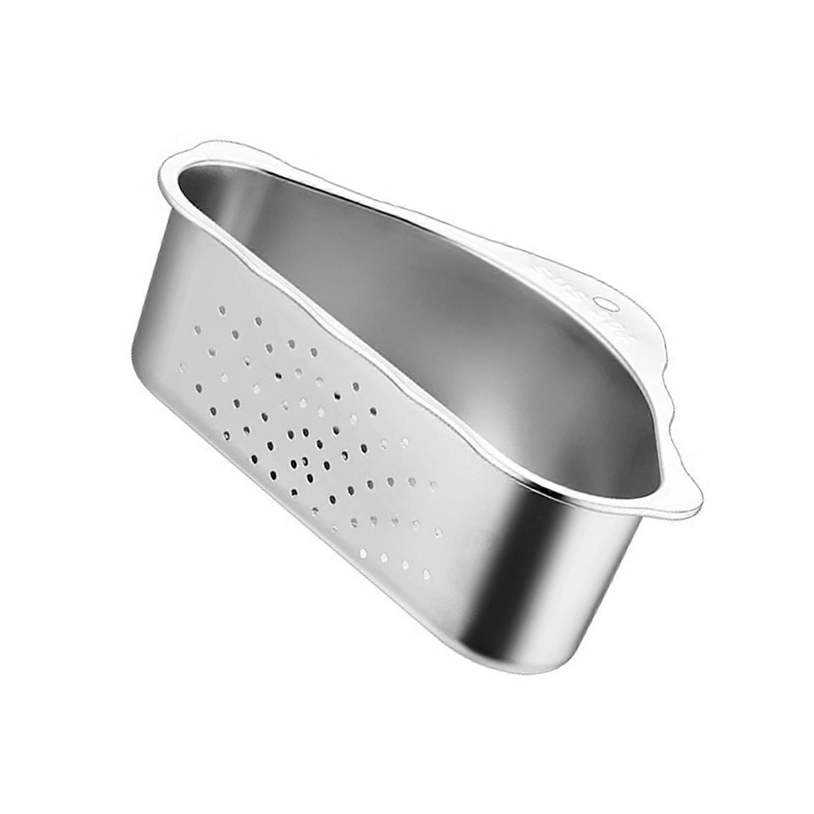304 Steel Triangular Drainer Basket For Kitchen Sink Corner Space Saving And Efficient Drying Rack Food Strainer  steel color