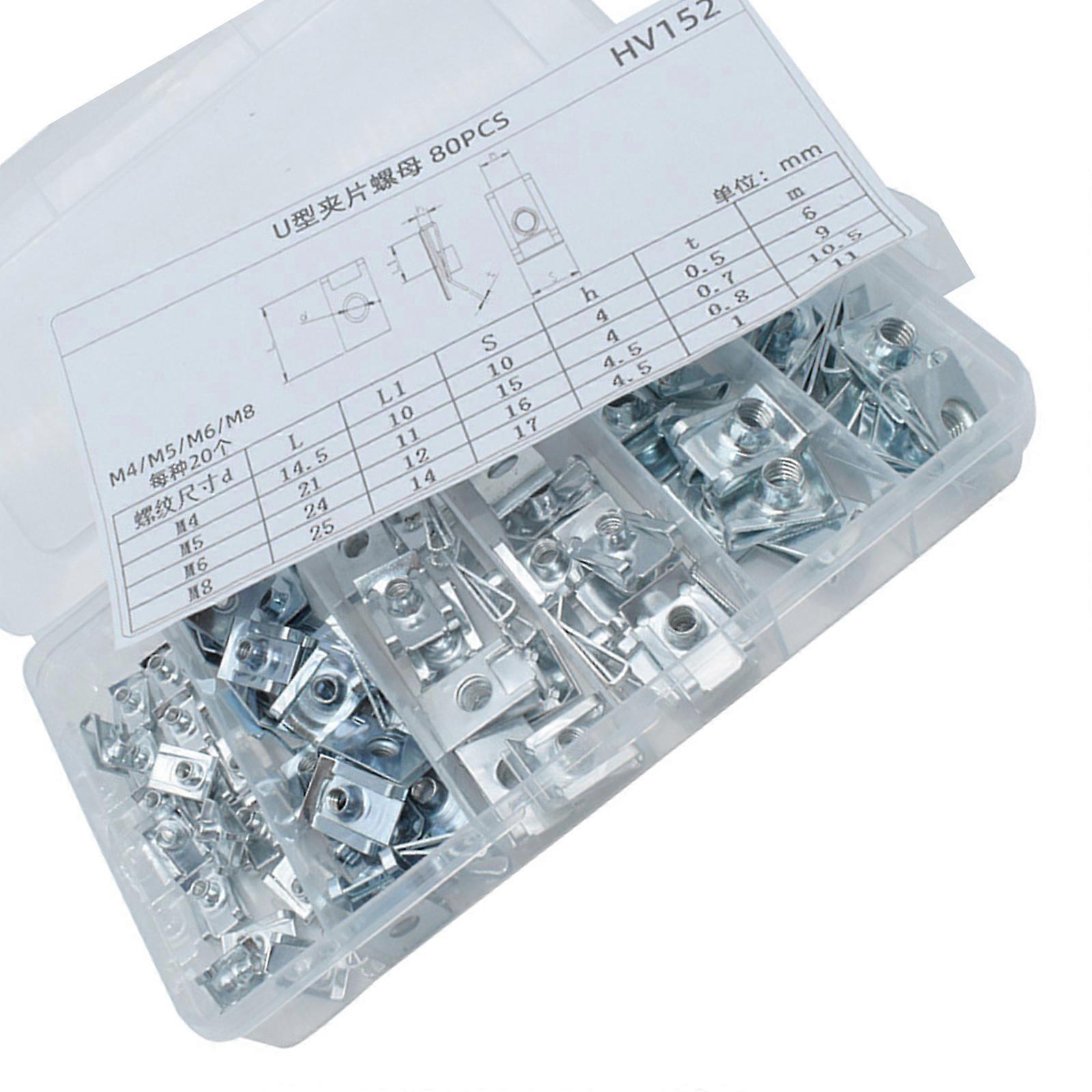 80Pcs 4 Size Elastic Clip Nuts Metal Retaining Clips Fastener for Car Motorcycle Customization and Upgrades Multicolor