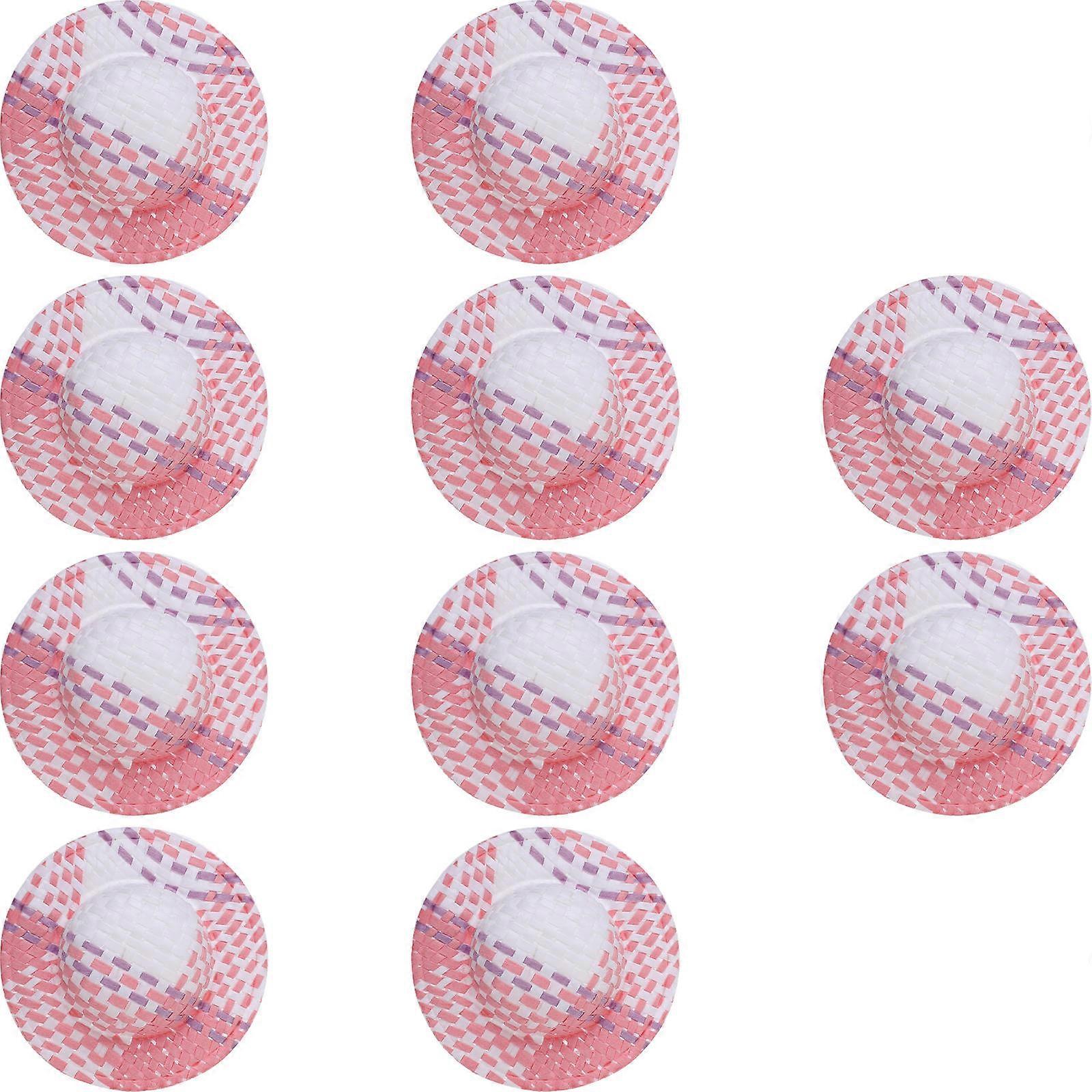 Pink Mini Straw Hats for Crafts Doll Hats for DIY Use 20Pcs Set