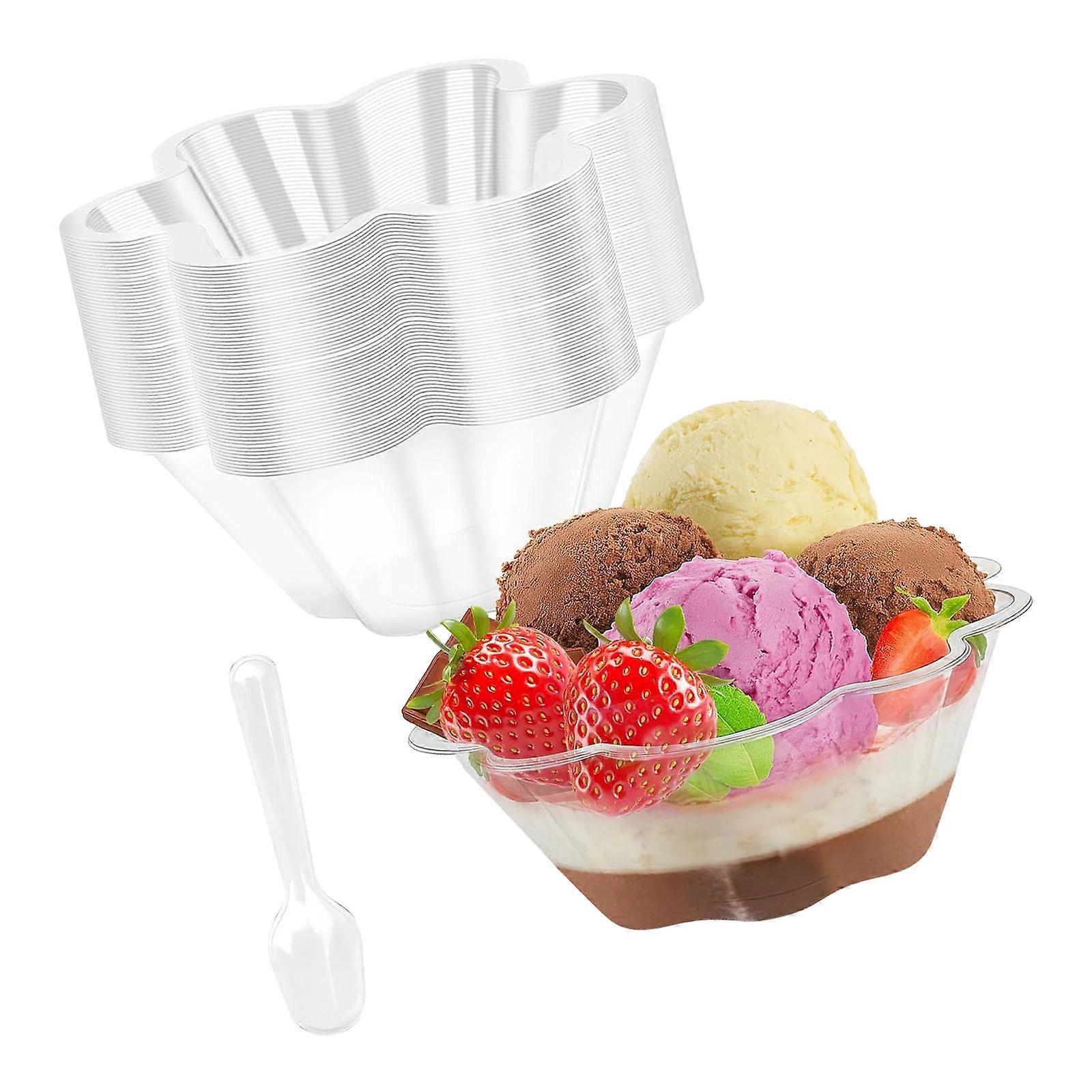 60 Plastic Dessert Bowls And 60 Spoons Food Grade Materials Easy Cleaning User Friendly Tableware For Daily Use Gatherings Multicolor