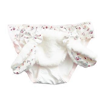 Women's Sweet Panties with Bowknot Accent Cartoon Rabbit Ears Floral Print Furry Briefs Japanese Anime Lingerie Underwear  White XL