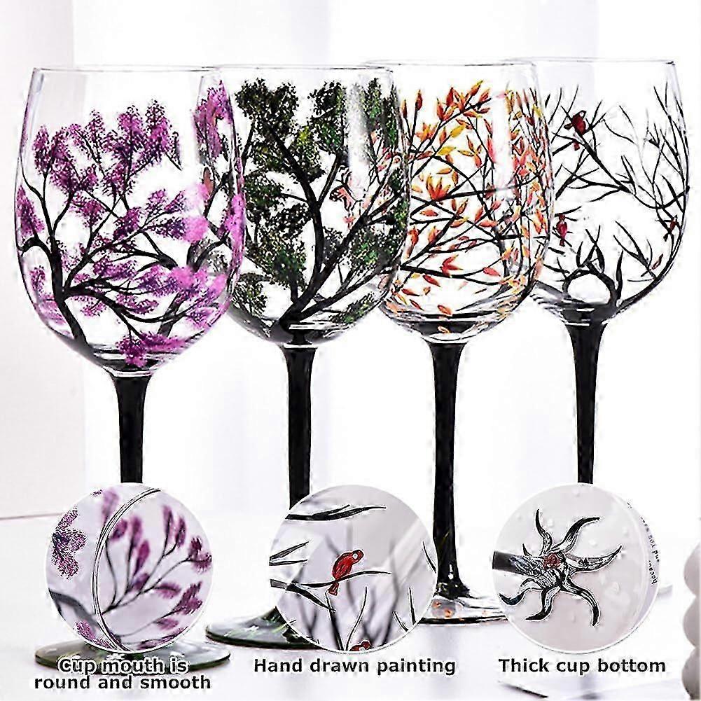 hand painted tree wine glasses set for anniversary