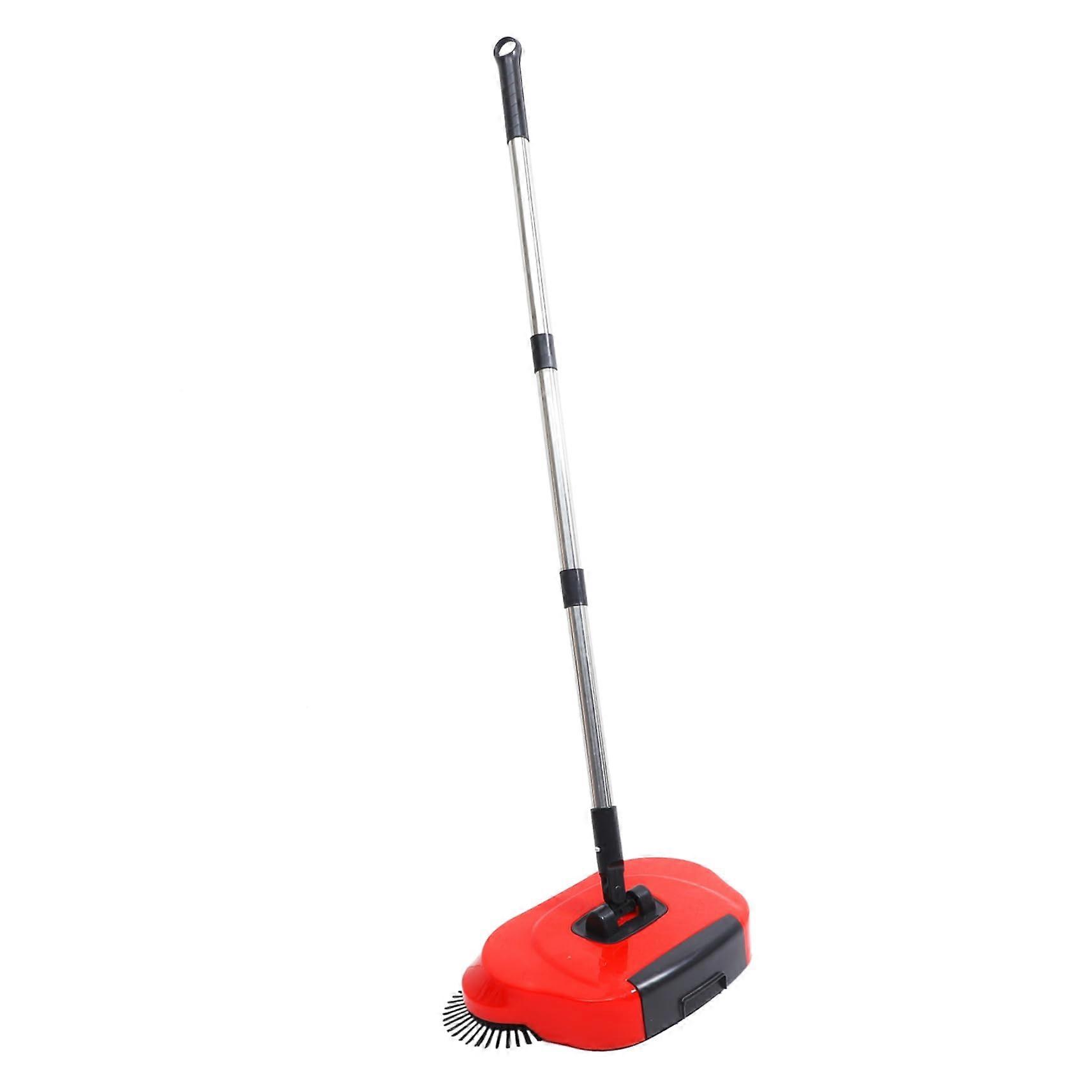 Floor Sweeper Broom with Dustpan and Mop for Efficient Home and Office Cleaning Red