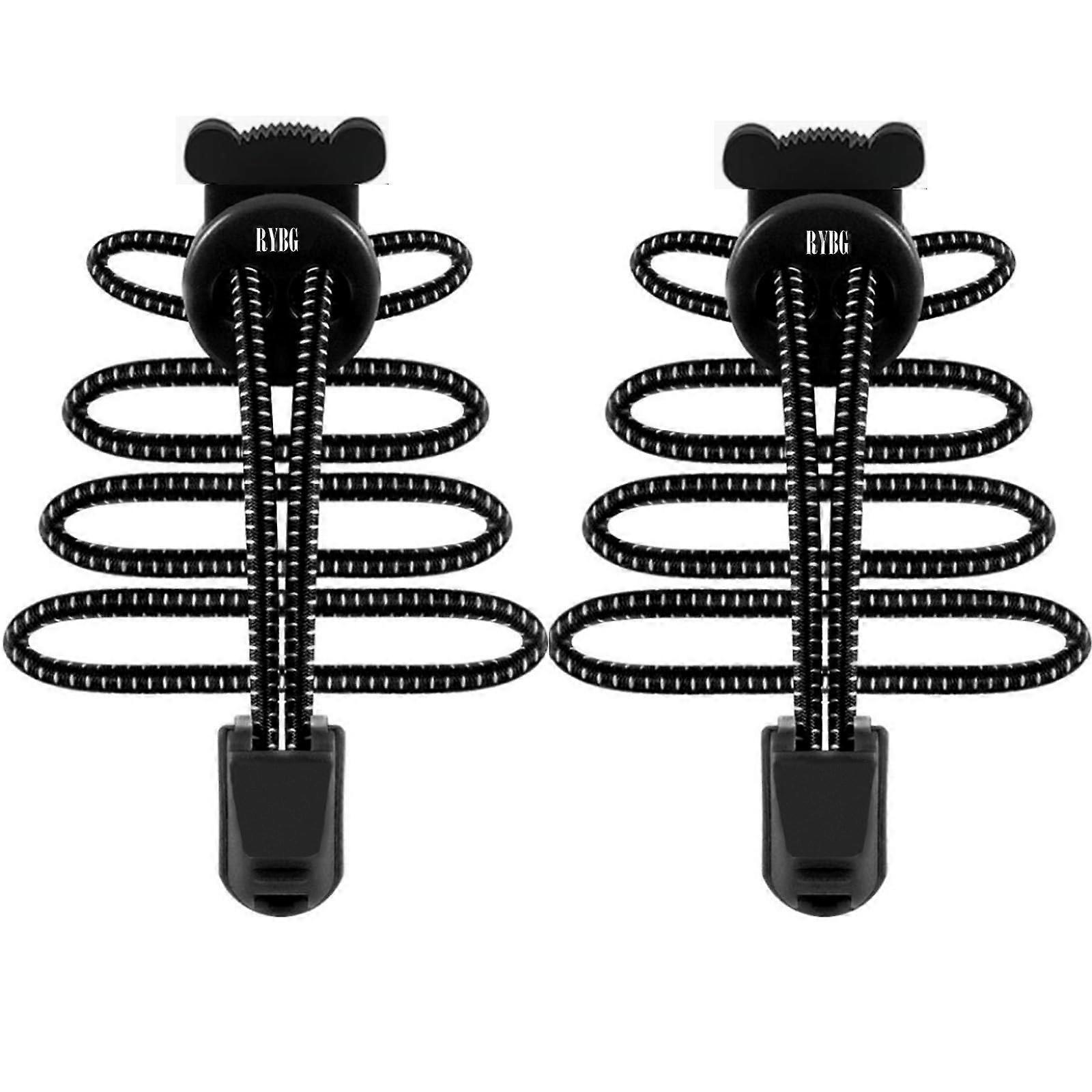 Elastic No Tie Shoelaces with Durable Lock for Running, Walking, Cycling Shoes Unisex Black