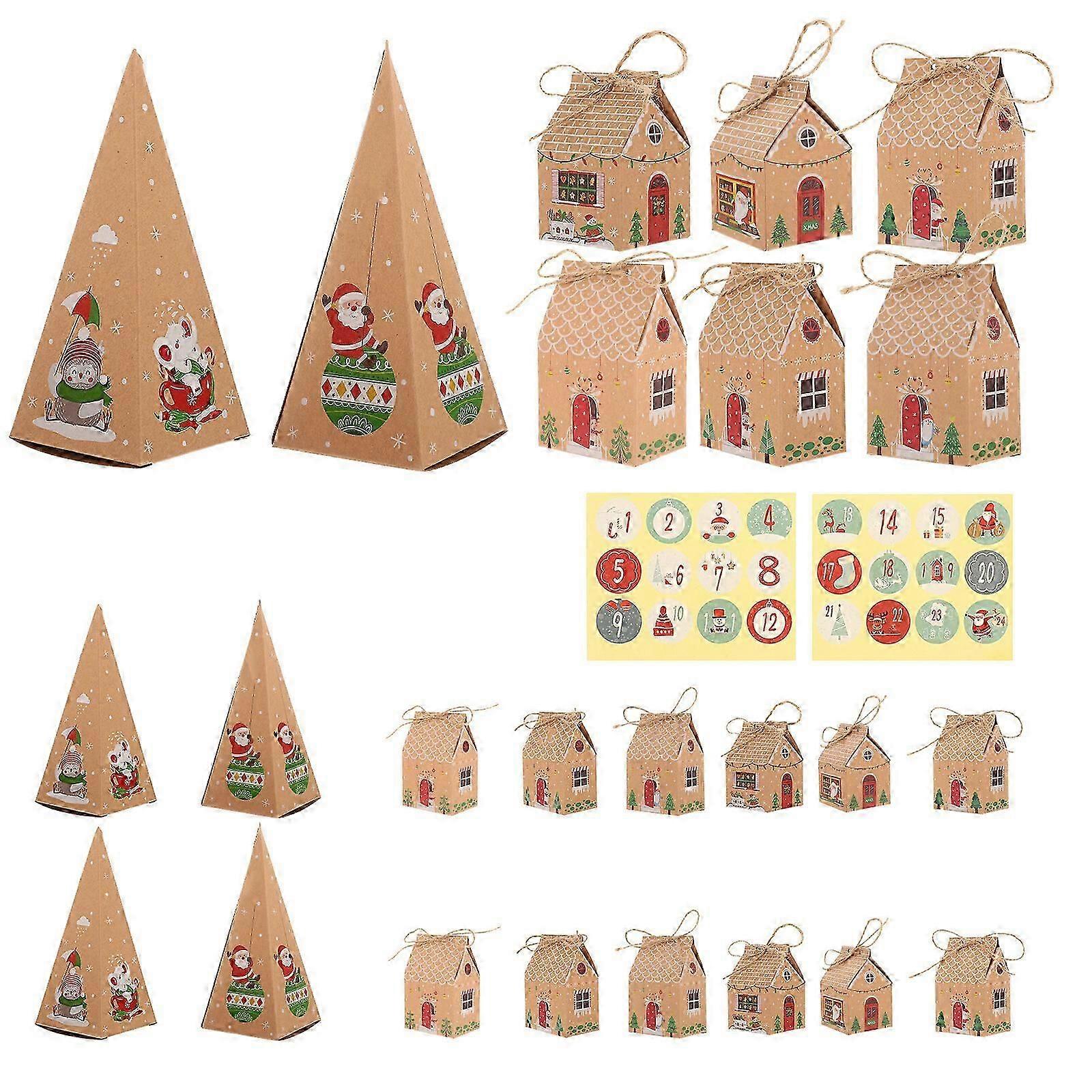 1 Set Christmas Advent Gift Boxes Xmas Countdown Treats Box Empty Advent Gift Boxes