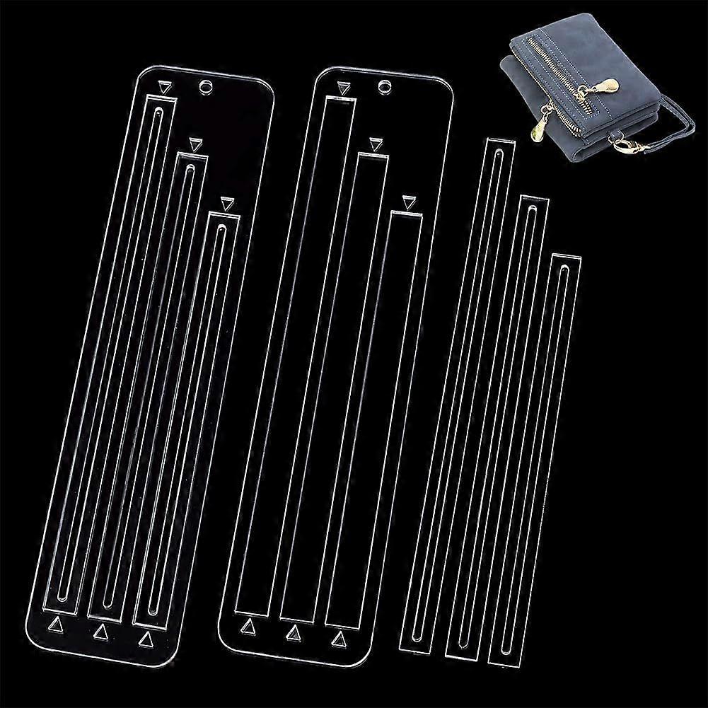 6pcs Acrylic Zipper Pocket Template 7/8/9Inch Zipper Making Templates Clear Zipper Template for Beginners Wallets Jackets Curve Bag Zip Pocket DIY Cra