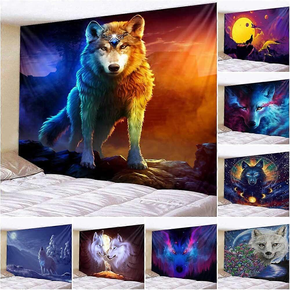 Large Moon Wolf Wall Hanging Blanket Throw Tapestry Backdrop Bedspread Wall Art