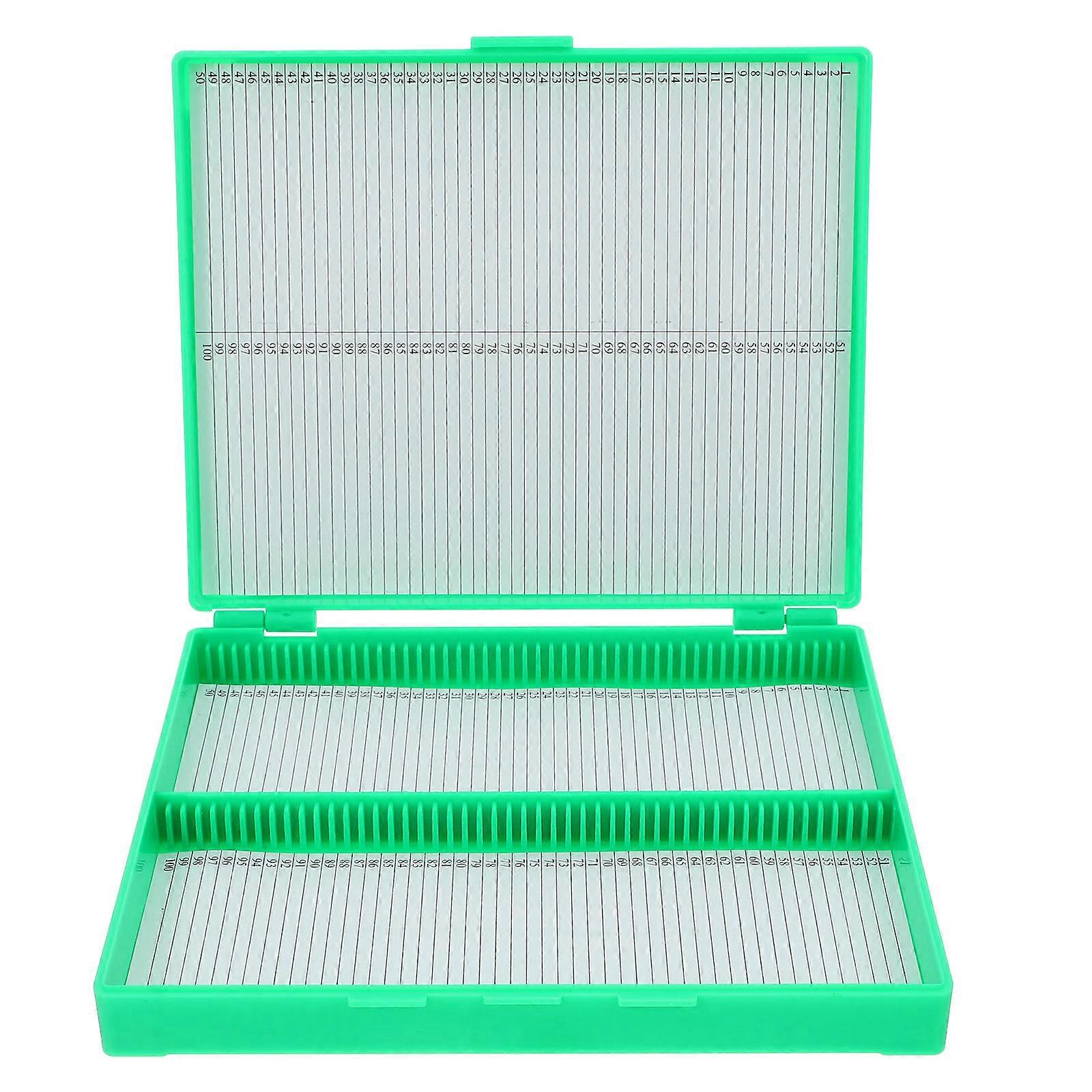 5Pcs Plastic Microscope for Storage Holds 100 Slides Green
