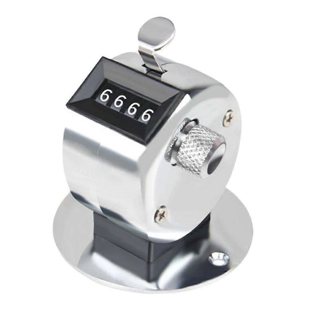 Metal Hand Tally Counter 0-9999 Manual Clicker with Base for Inventory Crowd Sports Event Counting Silver Elegant Portable