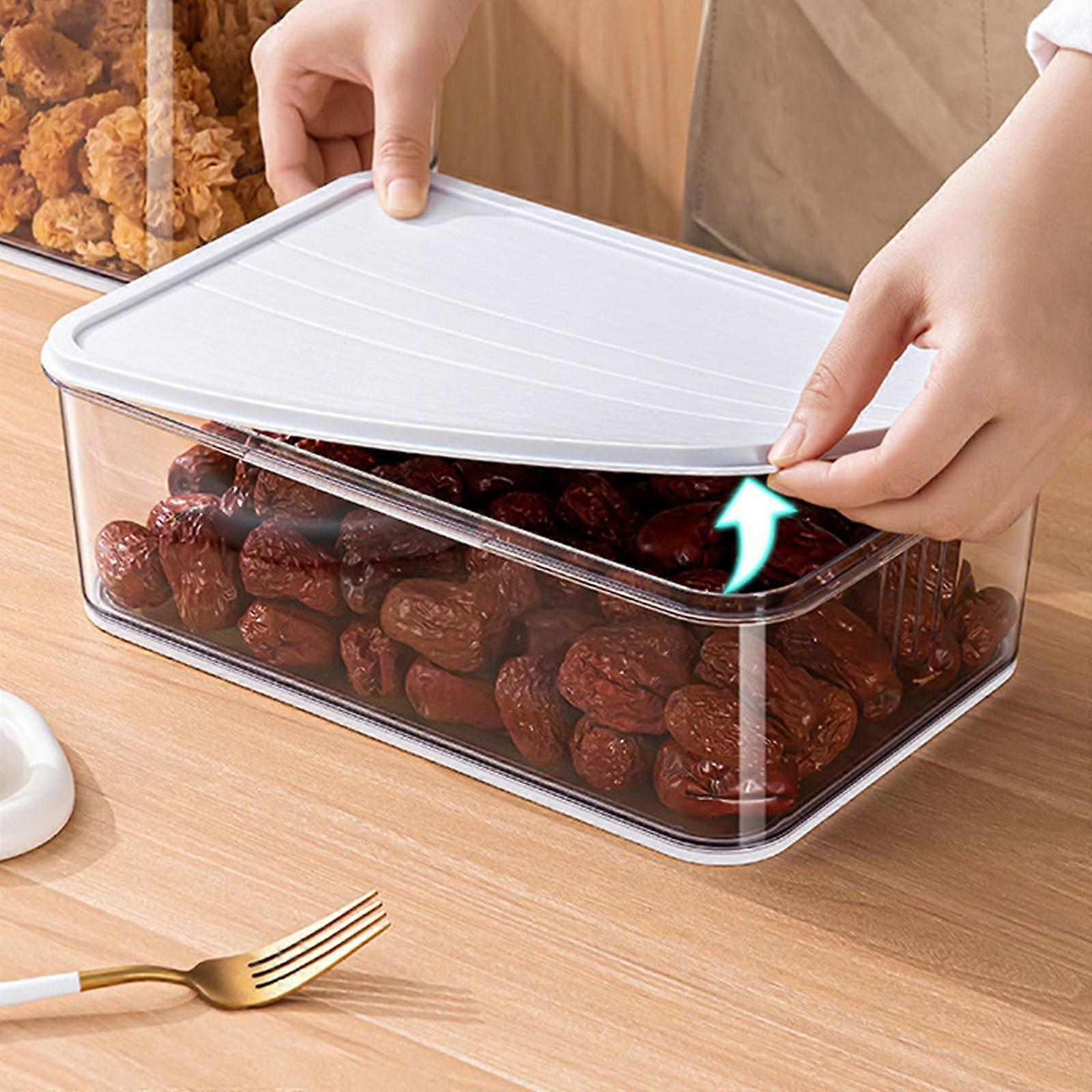 Donemore Transparent Kitchen Storage Box, Plastic Cereal Container with Lid, Thickened Clear Food Bin - Compatible with Donemore