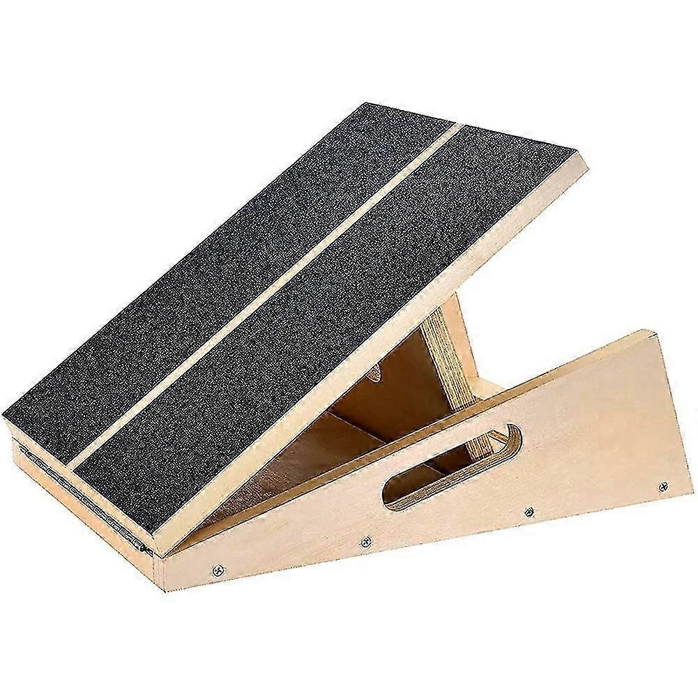 Wooden Slant Board Adjustable Incline Board and Calf Stretcher Slant Board with Non-Slip Surface Str