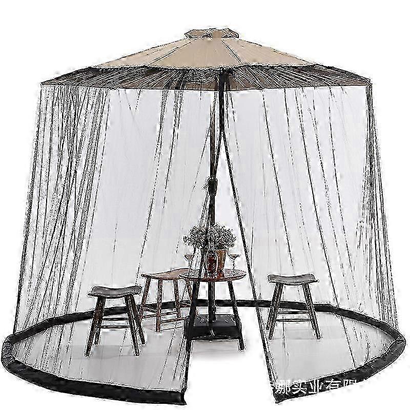 3m Cylindrical Mosquito Net for Parasols with Zipper and Black Ballast Weight