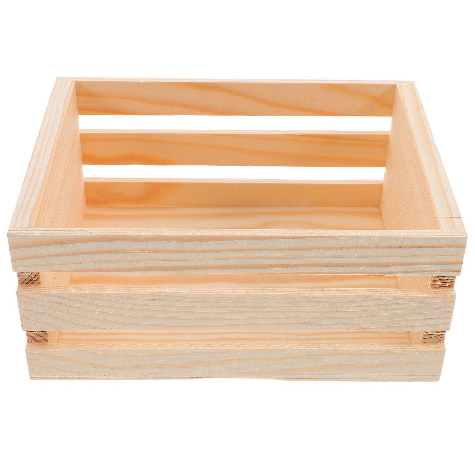 Rustic Wood Storage Basket for Desktop Organizer Wooden Decorative