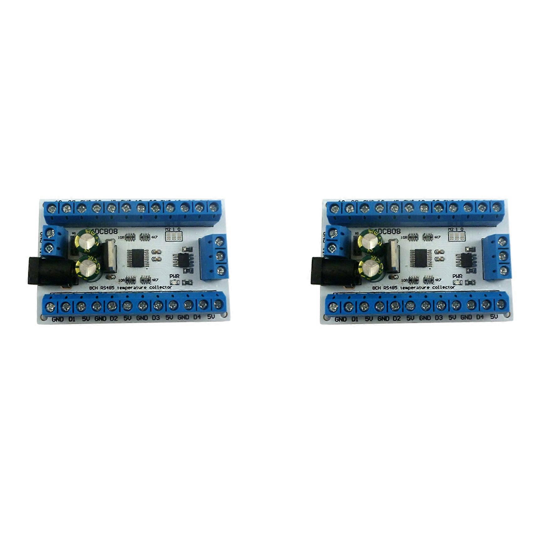 ELETECHSUP 2X 8Ch Ds18B20 Rs485 Modbus Rtu Temperature Control Sensor Remote Digital Module PLC R4DCB08
