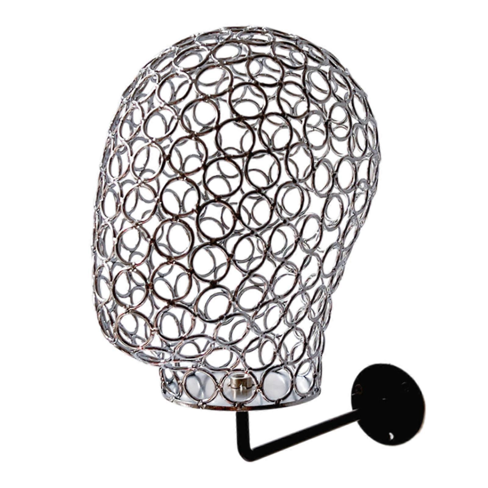 Espositore creativo per testa di manichino in metallo, supporto per testa di manichino, supporto per parrucca per esporre parrucche, cappelli, berretti e copricapi, argento