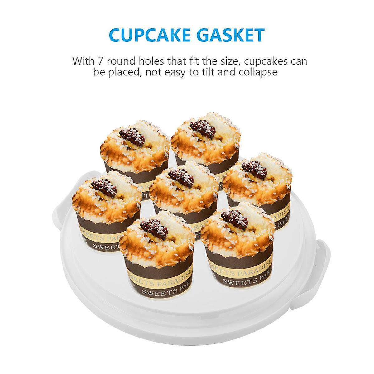 1pc Portable Cake Box Handheld Food Storage Container with Lid (White)