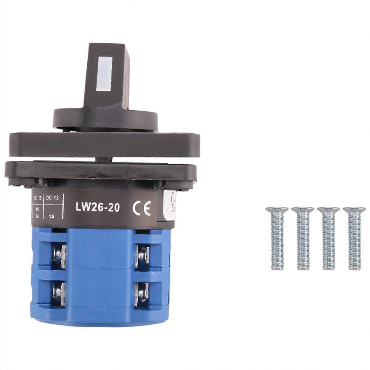 8 Terminals 5 Positions Master Control Rotary Cam Switch Black+Blue