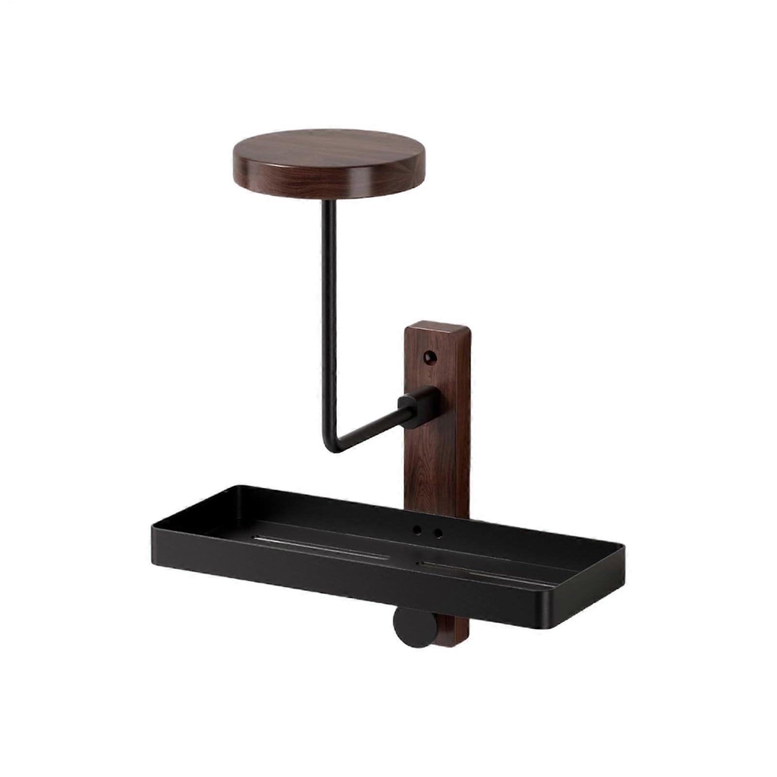 Motorcycle Helmet Wall Mount Wooden Rack with AntiSlip Hook, SpaceSaving Walnut Stand