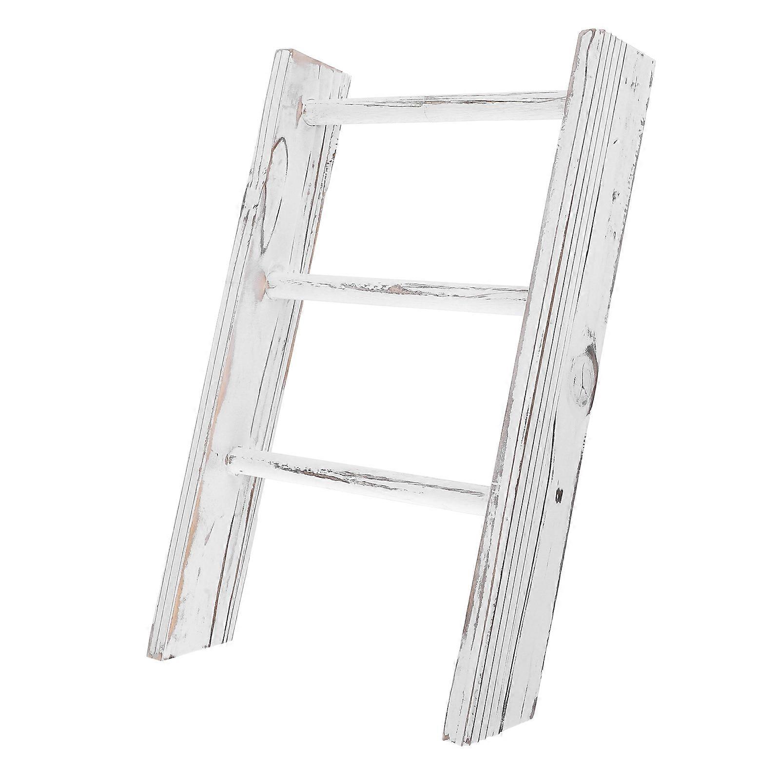 Mini Towel Ladder for Bathroom Rack Featuring White Wood Material